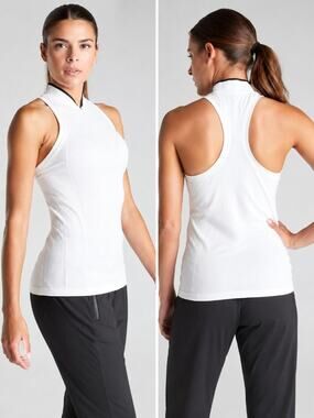 Athleta Women XS White Momentum Polo Tank Top NWT Seamless Activewear Sporty